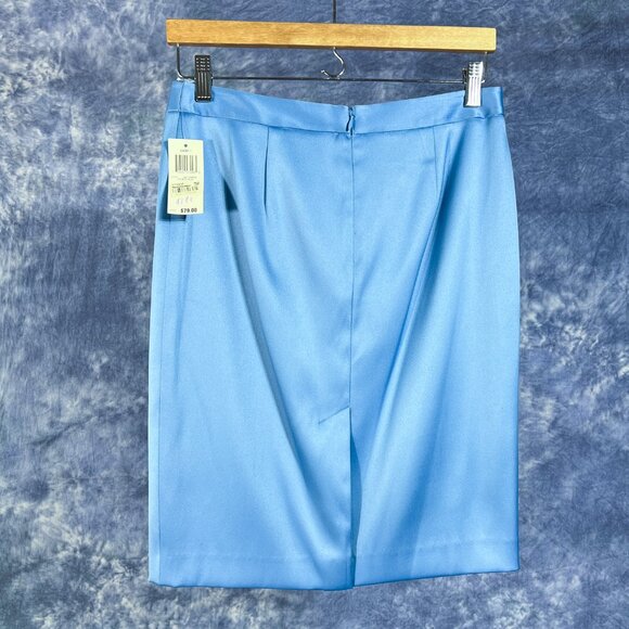 NWT INC Atlantic Blue Satin Pencil Skirt Sz 6 - Picture 2 of 3